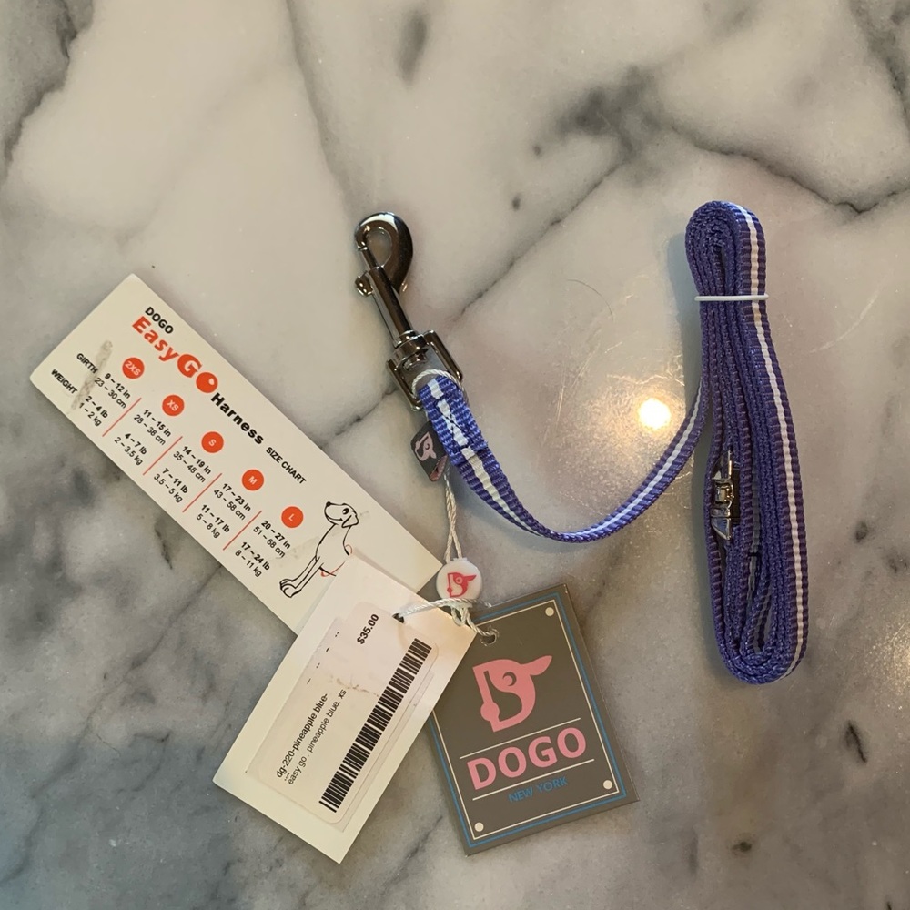 NEW DOGO 24” Small Dog Leash, Pineapple Blue, Never Used, Tags Still On